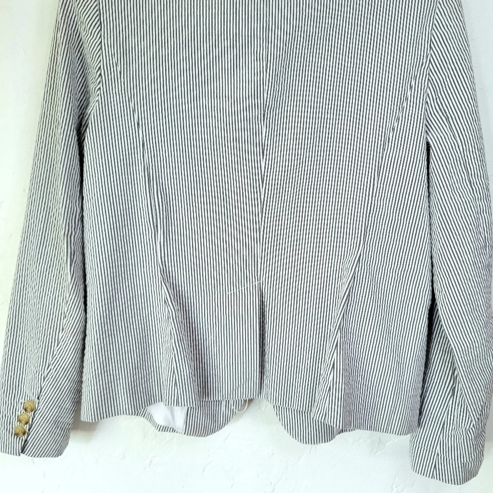 Dalia Pinstripe Blazer Sz L Cotton Blend - Picture 7 of 11